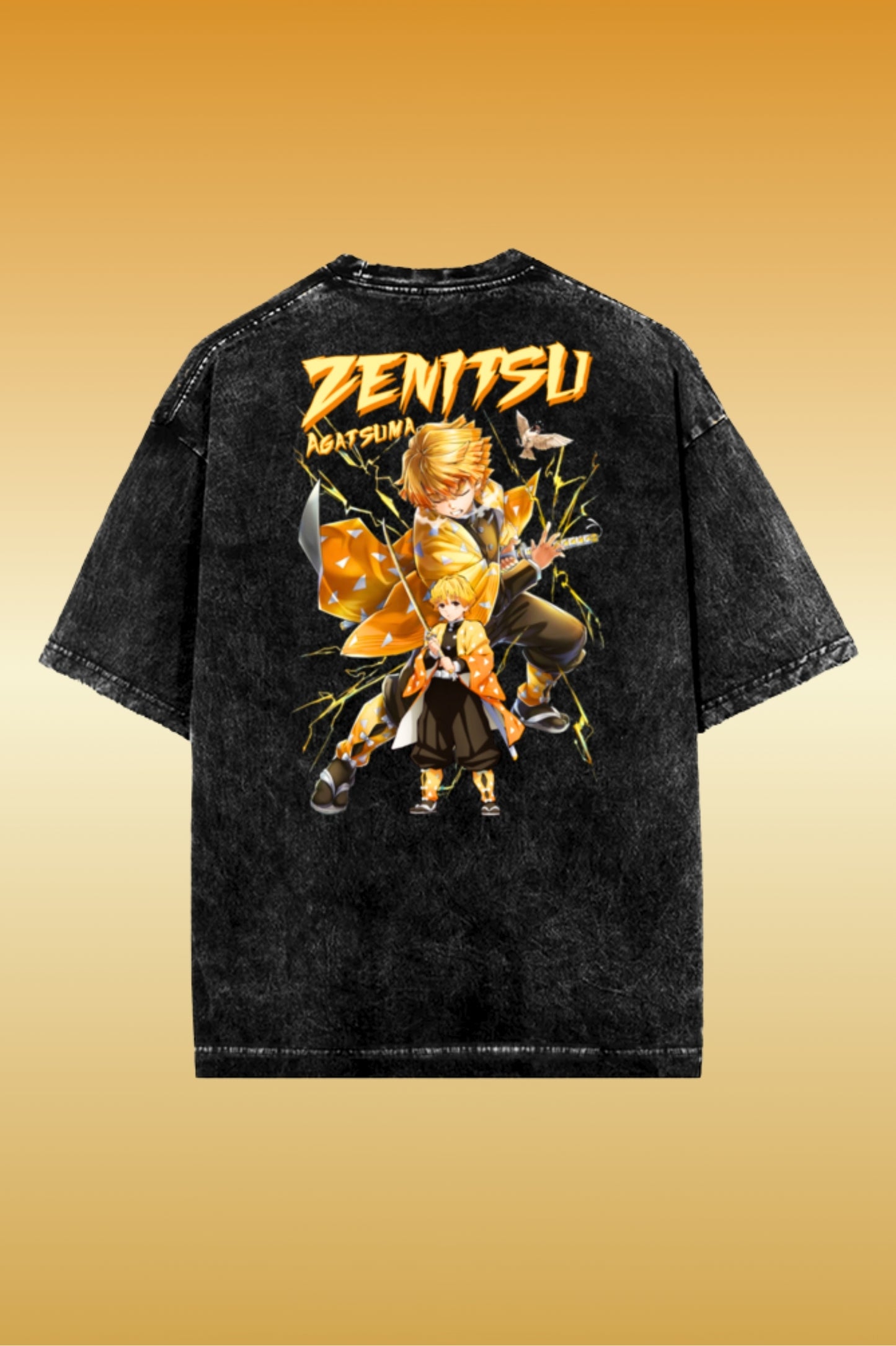 Zenitsu Agatsuma Acid Wash Oversized T-shirt