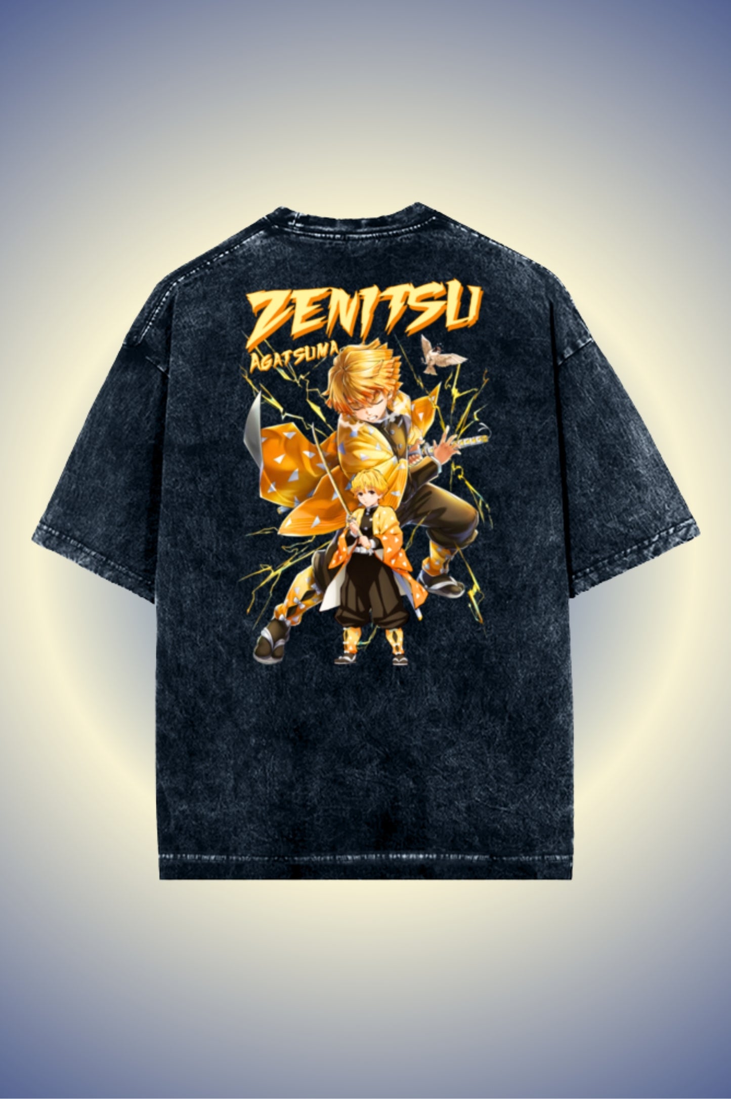 Zenitsu Agatsuma Acid Wash Oversized T-shirt